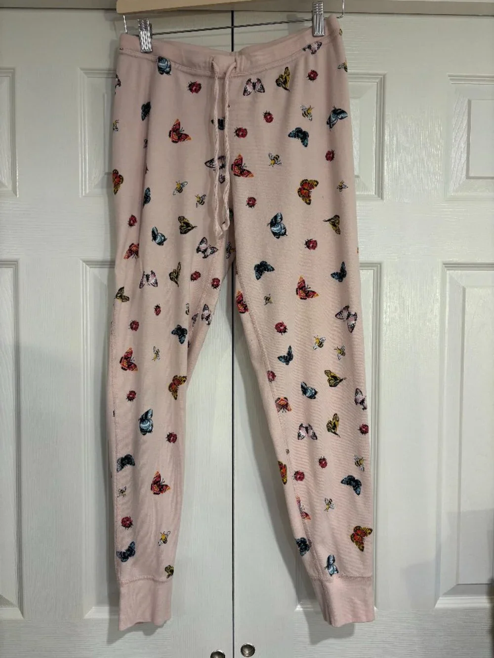 Hanna Andersson Light Pink Butterfly Pajama Pants Women's M 100% Organic Cotton